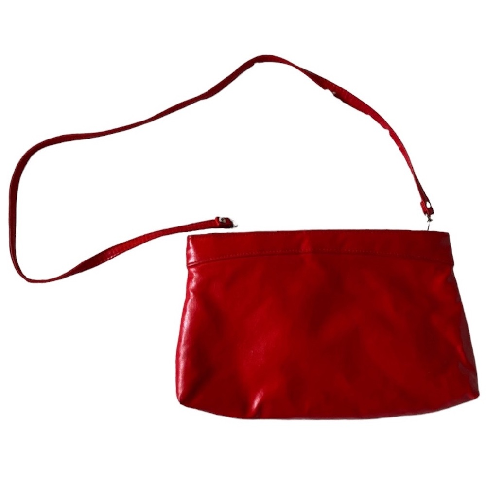 Vintage RED 1980’s pleather handbag purse with strap